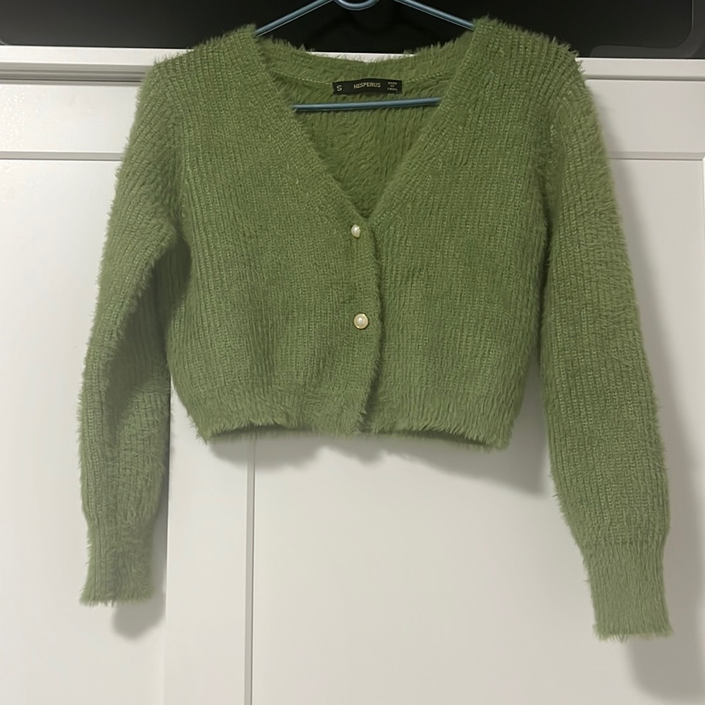 Hesperus Pearl Button Up Fuzzy Cardigan